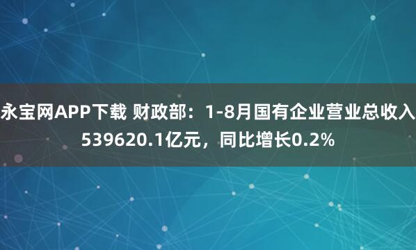 永宝网APP下载 财政部：1-8月国有企业营业总收入539620.1亿元，同比增长0.2%