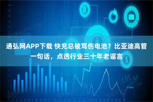 通弘网APP下载 快充总被骂伤电池？比亚迪高管一句话，点透行业三十年老谣言